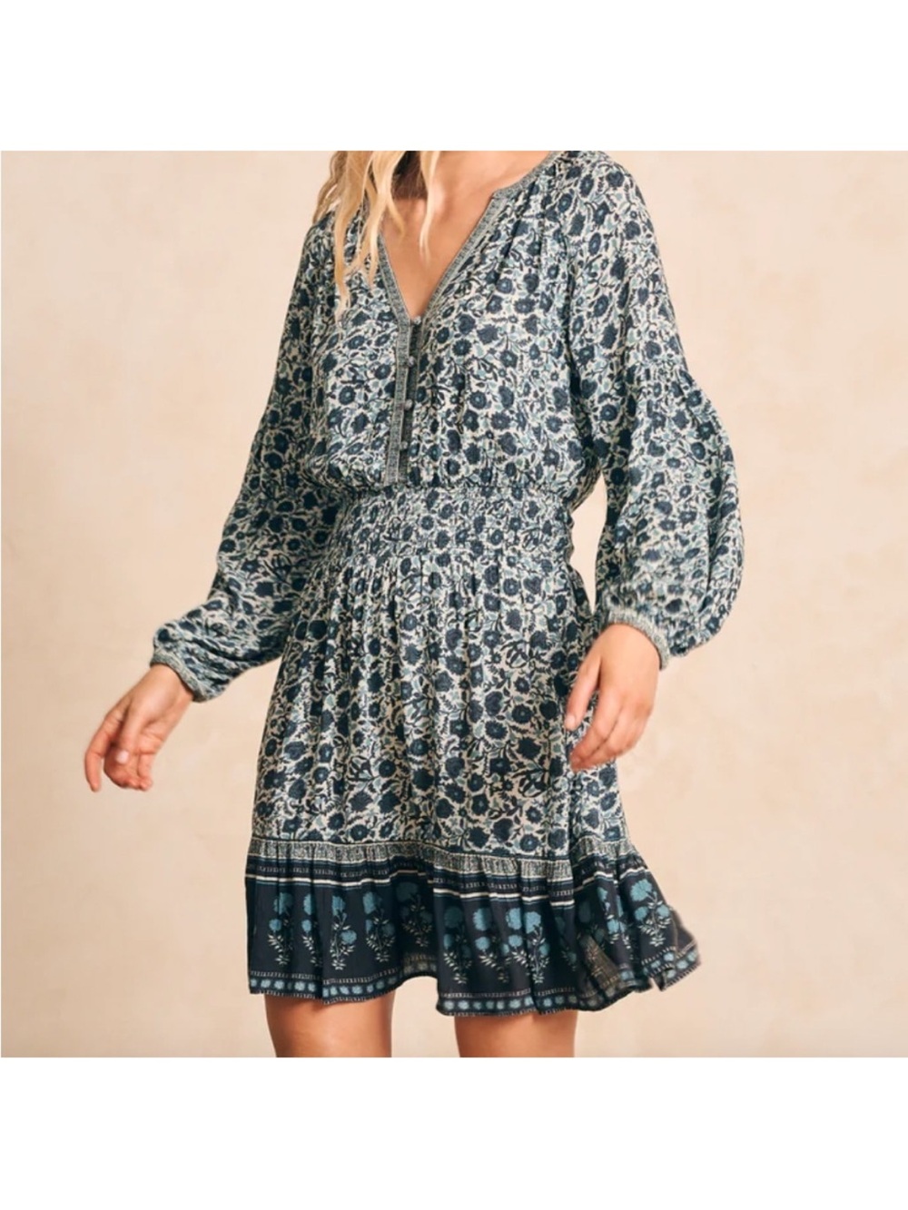 Faherty Montana Dress in Navy Folly Floral Size Medium - Picture 2 of 15